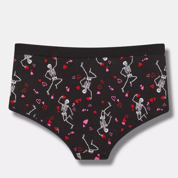 Torrid Panties 00X 0X - Briefs Mid Rise Hearts Skeletons Cotton Plus Size New - Picture 2 of 3
